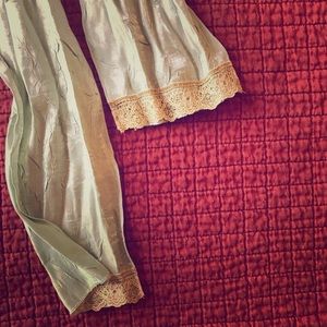 Shimmery Silk Scarf w Lace Detail